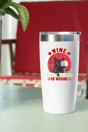 Funny Humor Cat Lover Men Women Reading and Drinking Wine Tumbler