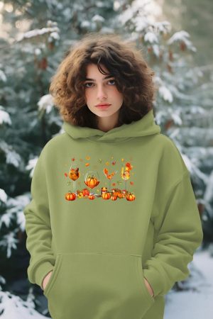 Wine Glasses Drinking Party Pumpkin Fall Season Thanksgiving Hoodie