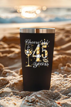 Cheers To 45 Years Old Happy 45th Birthday Queen Drink Wine Tumbler