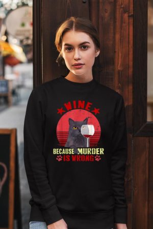 Funny Humor Cat Lover Men Women Reading and Drinking Wine Sweatshirt