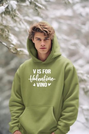 V is for Vino T-Shirt Anti Valentine's Day Drinking Wine Hoodie