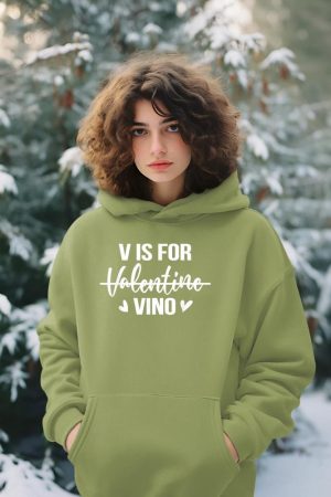 V is for Vino T-Shirt Anti Valentine's Day Drinking Wine Hoodie