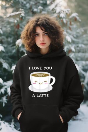 I Love You a Latte Coffee Lover Heart Tshirt Valentine Gift Hoodie