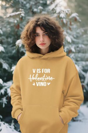 V is for Vino T-Shirt Anti Valentine's Day Drinking Wine Hoodie