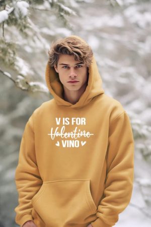V is for Vino T-Shirt Anti Valentine's Day Drinking Wine Hoodie