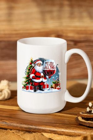 Xmas Santa Wine Lovers Most Likely To Drink All The Wine Mug