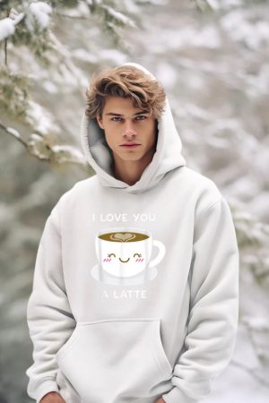 I Love You a Latte Coffee Lover Heart Tshirt Valentine Gift Hoodie