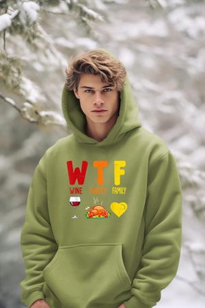 W.T.F Wine Turkey Family Funny Fall Autumn Thanksgiving Day Hoodie