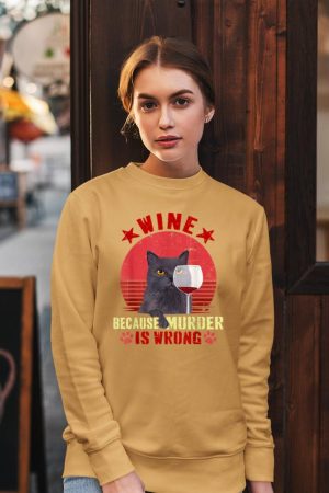 Funny Humor Cat Lover Men Women Reading and Drinking Wine Sweatshirt