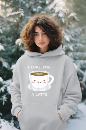 I Love You a Latte Coffee Lover Heart Tshirt Valentine Gift Hoodie