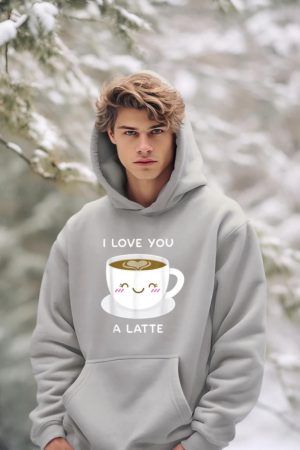 I Love You a Latte Coffee Lover Heart Tshirt Valentine Gift Hoodie