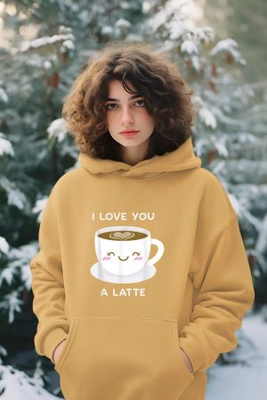 I Love You a Latte Coffee Lover Heart Tshirt Valentine Gift Hoodie