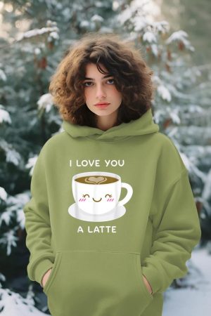 I Love You a Latte Coffee Lover Heart Tshirt Valentine Gift Hoodie
