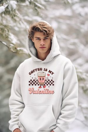 Retro Groovy Coffee Is My Valentine Day Coffee Lover Womens Hoodie