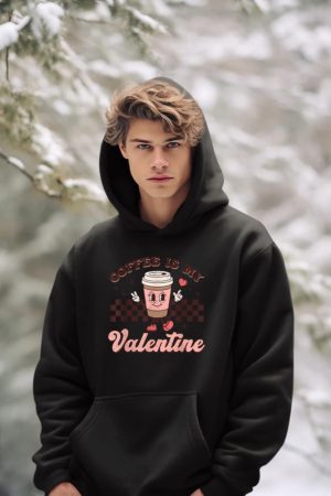Retro Groovy Coffee Is My Valentine Day Coffee Lover Womens Hoodie