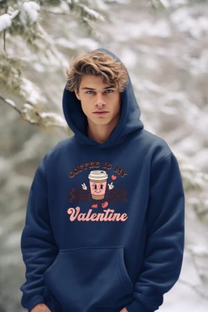 Retro Groovy Coffee Is My Valentine Day Coffee Lover Womens Hoodie