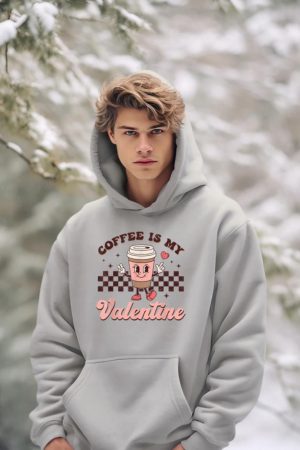 Retro Groovy Coffee Is My Valentine Day Coffee Lover Womens Hoodie