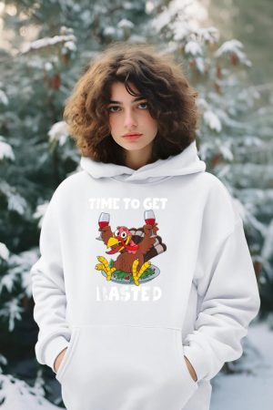 Time To Get Basted Thanksgiving Shirt Wine Gift For Women Hoodie