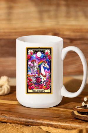 The Audacity Tarot Card Skeleton Skelly Unicorn Wine Women Mug