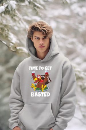 Time To Get Basted Thanksgiving Shirt Wine Gift For Women Hoodie
