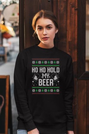Ho Ho Hold My Beer Ugly Christmas Xmas Costume Sweatshirt