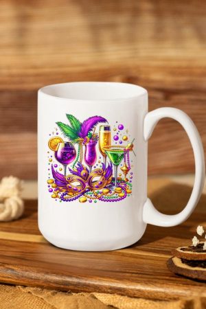 Mardi Gras Glass Of Wine Drinking Team Wine Festival Parade Mug