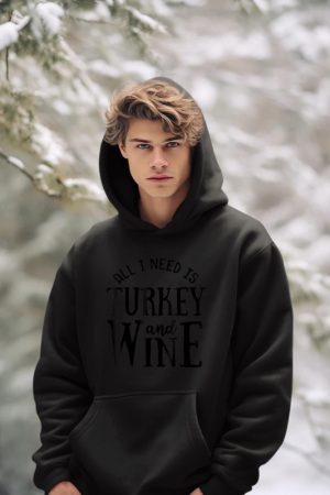 Turkey And Wine Funny Thanksgiving Family Hoodie