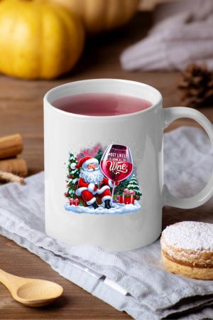 Most Likely To Drink All The Wine Funny Santa Wine Lover Mug