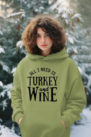 Turkey And Wine Funny Thanksgiving Family Hoodie
