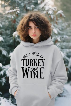 Turkey And Wine Funny Thanksgiving Family Hoodie