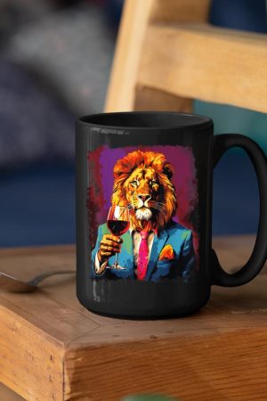 Lion Drinking Wine Mug
