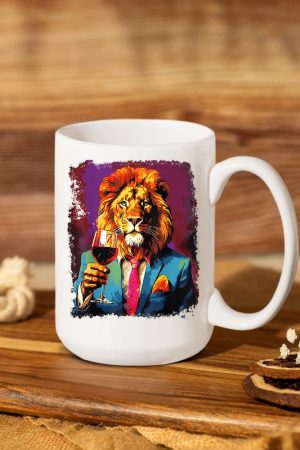 Lion Drinking Wine Mug