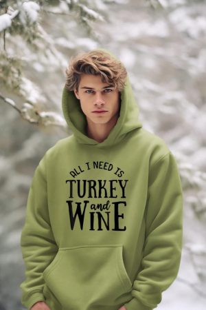 Turkey And Wine Funny Thanksgiving Family Hoodie