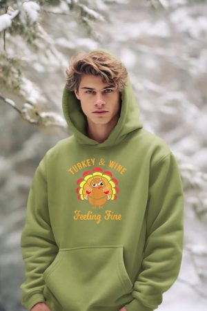 Turkey & Wine Feeling Fine Funny Thanksgiving T Shirt Hoodie