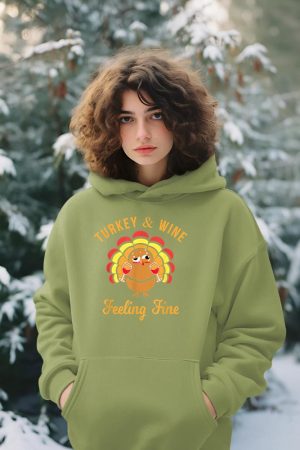 Turkey & Wine Feeling Fine Funny Thanksgiving T Shirt Hoodie