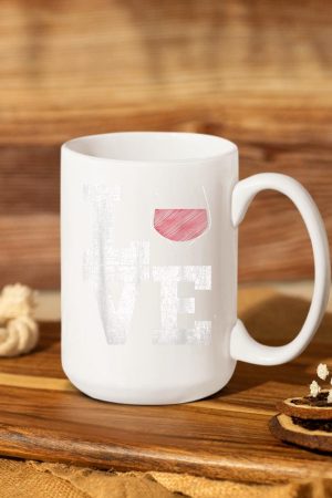 I Love Wine Red Wine Glass Heart - Wine Drinker Distressed Mug