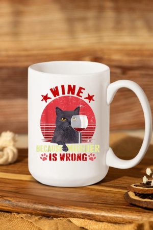 Funny Humor Cat Lover Men Women Reading and Drinking Wine Mug