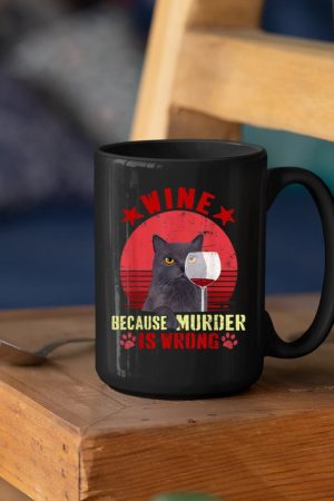 Funny Humor Cat Lover Men Women Reading and Drinking Wine Mug
