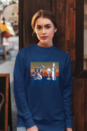 Easily Distracted By Dogs and Wine Funny Gift for Dog Lovers Sweatshirt
