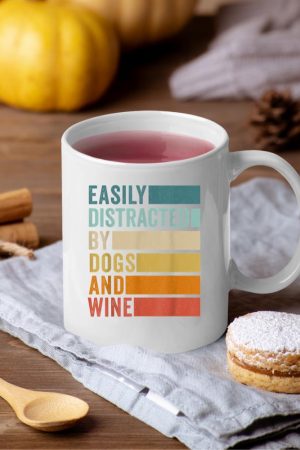Easily Distracted By Dogs And Wine Mug