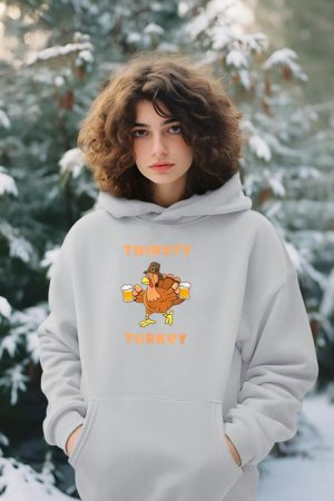 Thirsty Turkey Funny Beer Thanksgiving Drinking T-Shirt Hoodie