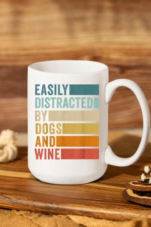 Easily Distracted By Dogs And Wine Mug