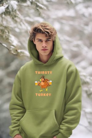 Thirsty Turkey Funny Beer Thanksgiving Drinking T-Shirt Hoodie