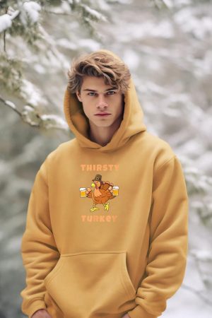 Thirsty Turkey Funny Beer Thanksgiving Drinking T-Shirt Hoodie