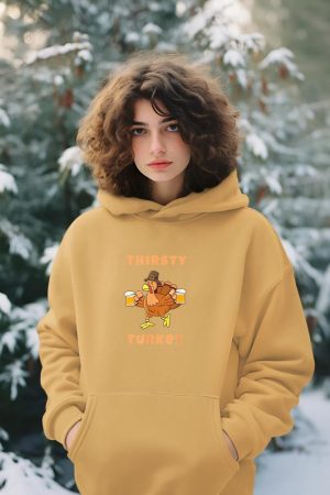 Thirsty Turkey Funny Beer Thanksgiving Drinking T-Shirt Hoodie