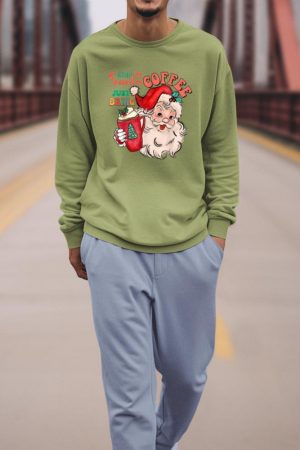 Funny Graphic Dear Santa Just Bring Coffee Happy Christmas Sweatshirt