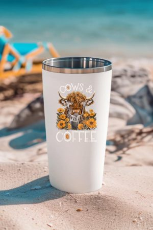 Highland Cow And Coffee, Funny Western Girl Country Tumbler