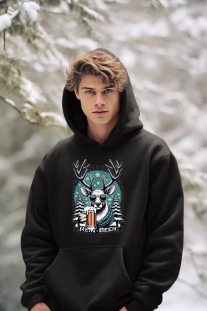 Rein-Beer Funny Christmas Winter Holiday Dad Joke Pun Humor Hoodie