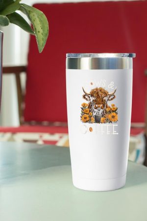 Highland Cow And Coffee, Funny Western Girl Country Tumbler