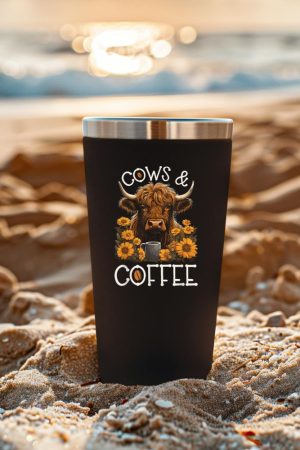 Highland Cow And Coffee, Funny Western Girl Country Tumbler